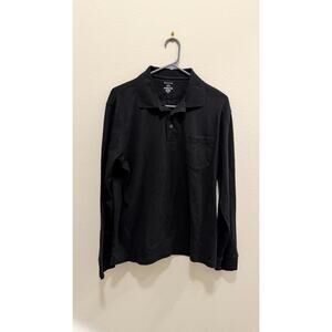 George Men’s Long Sleeve Polo Shirt - Solid Black - Regular Fit - Preowned